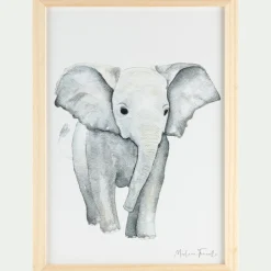 Image aquarelle encadrée Éléphant - A4