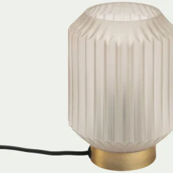 Lampe de table en verre et acier H17cm - blanc