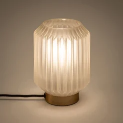 Lampe de table en verre et acier H17cm - blanc