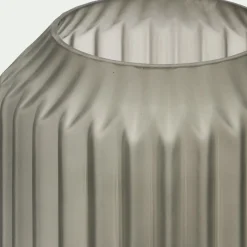 Lampe de table en verre et acier H17cm - gris