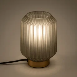 Lampe de table en verre et acier H17cm - gris