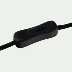 Lampe en bois clair et coton - noir