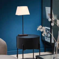 Lampe métal avec abat-jour H47cm - taupe clair