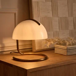 Lampe à poser design en acier et verre H25cm - blanc