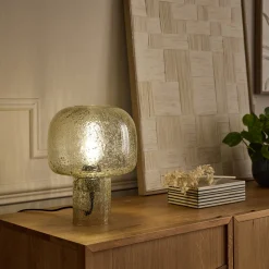 Lampe à poser en verre bullé D24cm - transparent
