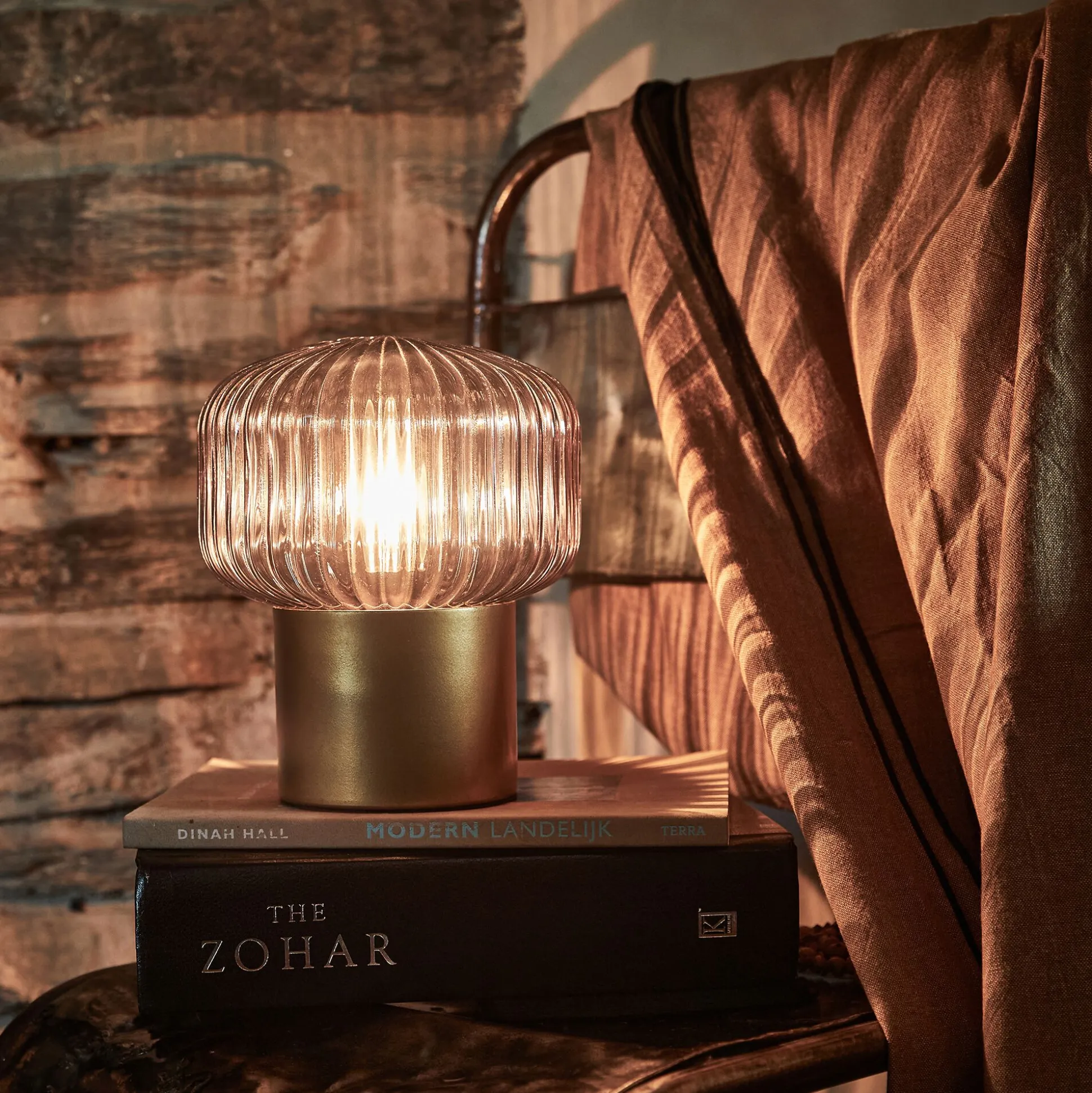 Lampe à poser en verre D16cm - doré