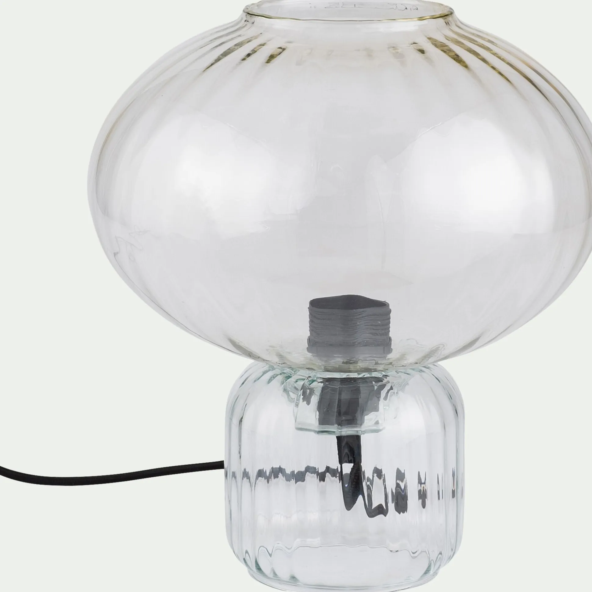 Lampe à poser en verre strié D27cm - transparent