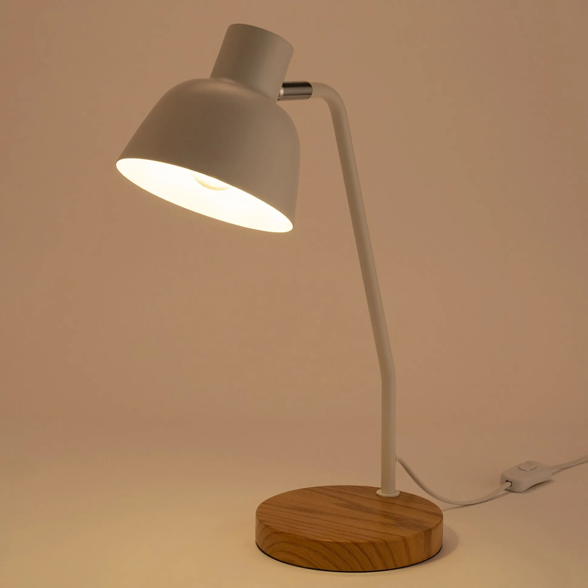 Lampe à poser électrifiée en bois et métal D41,5cm - blanc
