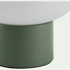 Lampe à poser électrifiée en verre et en fer - vert