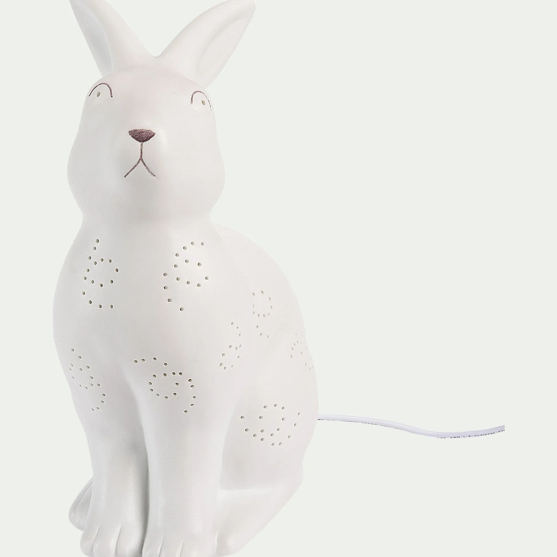 Lampe à poser électrifiée forme lapin en porcelaine H26,5cm - blanc