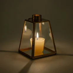 Lanterne miniature en verre et fer H14cm - doré