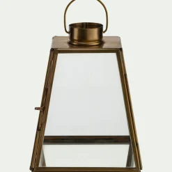 Lanterne miniature en verre et fer H14cm - doré