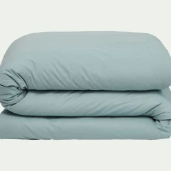 Linge de lit uni en coton - bleu calaluna
