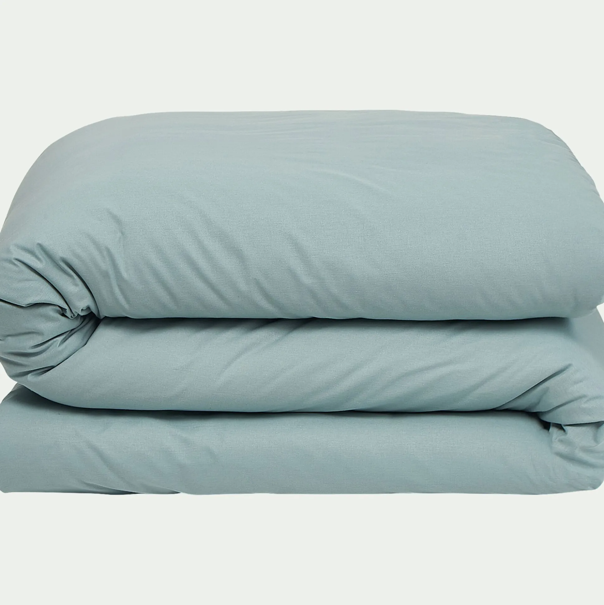 Linge de lit uni en coton - bleu calaluna