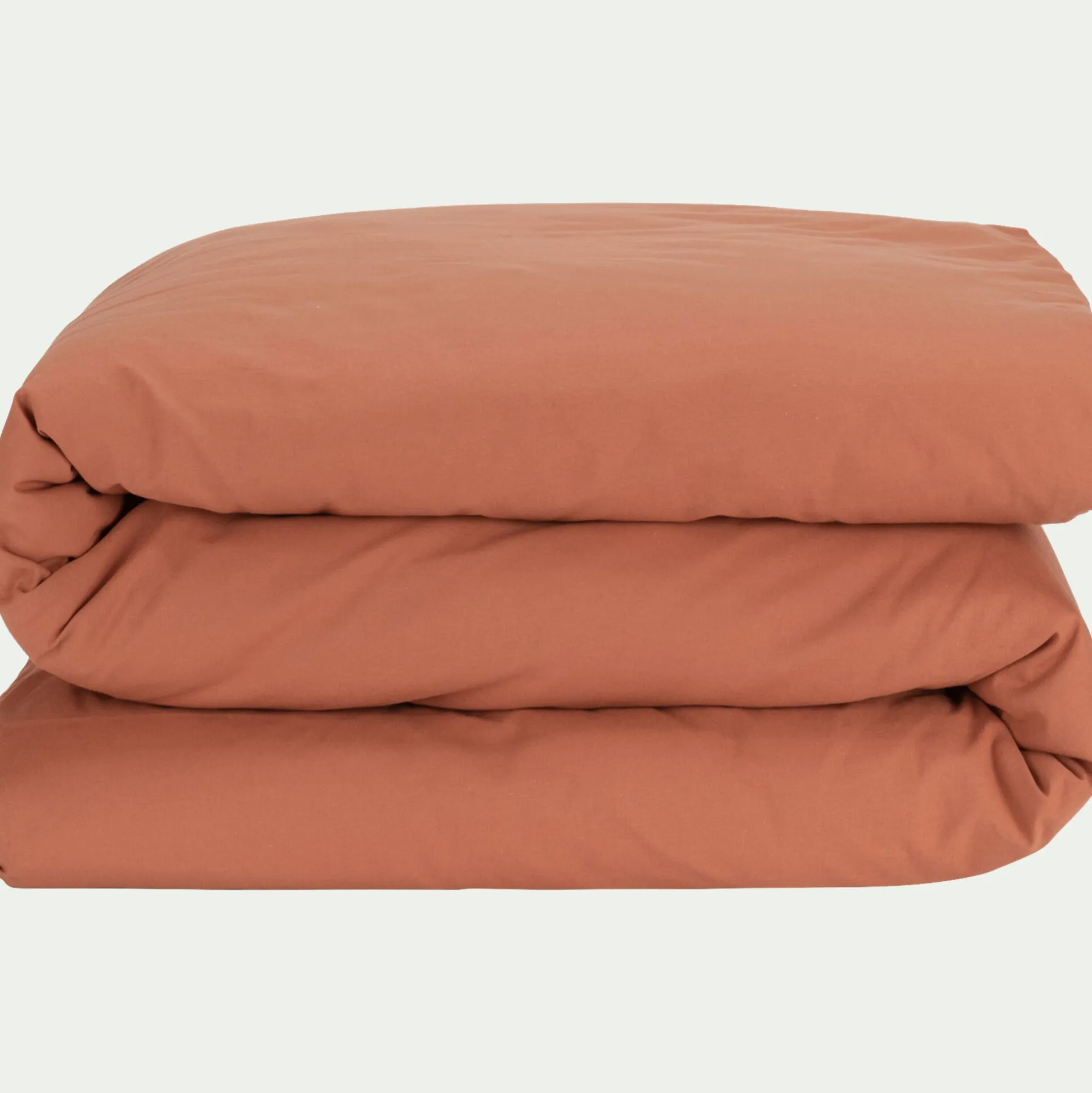 Linge de lit uni en percale de coton - brun rustrel