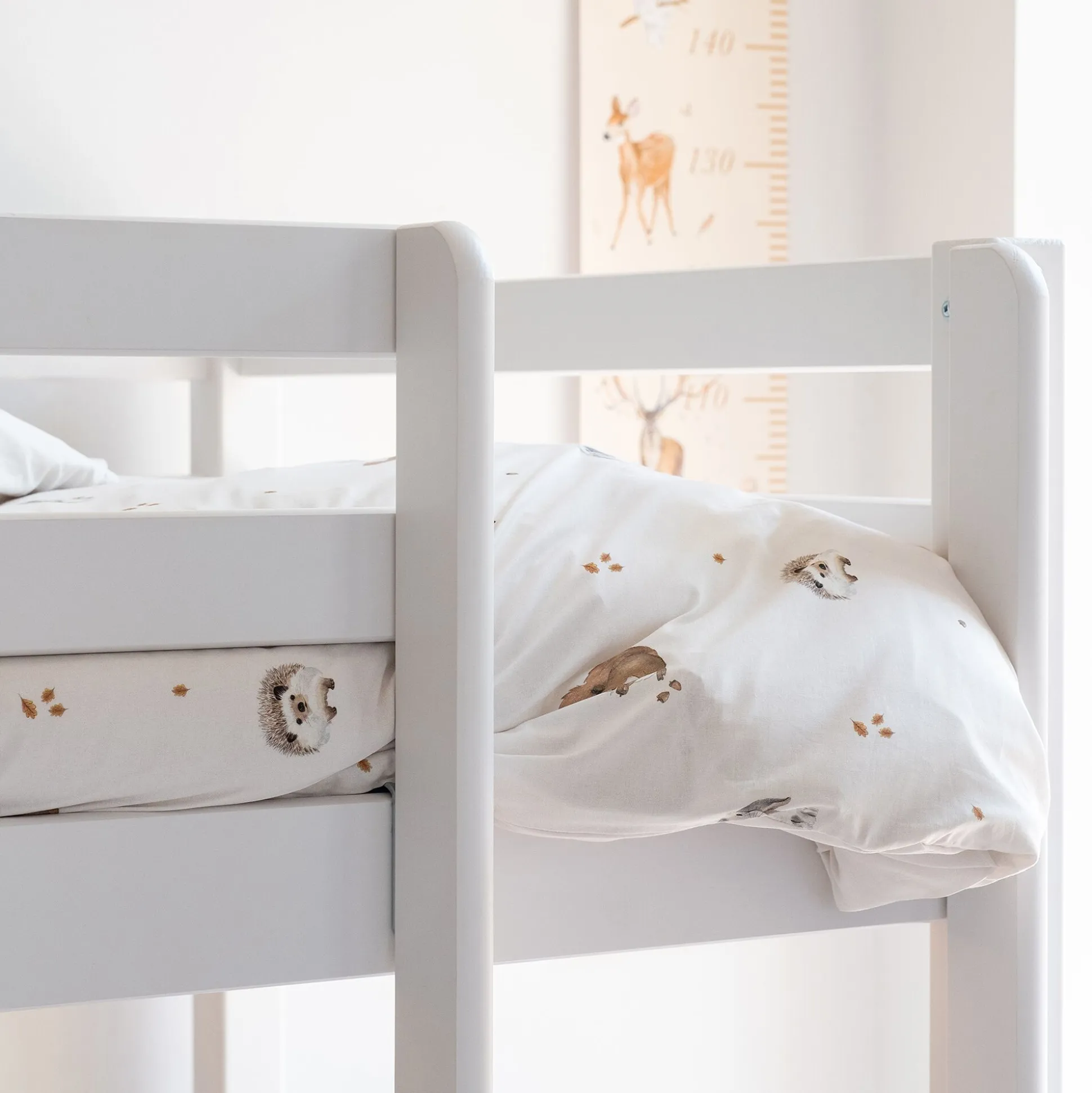 Lit enfant mi-haut 1 place en pin massif 90x200cm - blanc