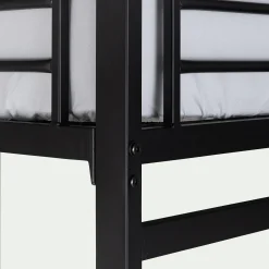 Lit mezzanine 2 places en acier avec bureau en verre - noir 140x200cm