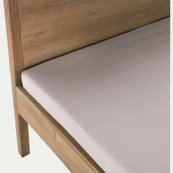 Lit 2 places avec tête de lit en acacia 160x200cm - bois clair