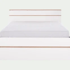 Lit 2 places avec tête de lit en bois 140x200cm - blanc