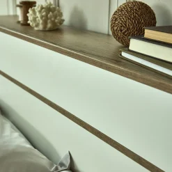 Lit 2 places avec tête de lit en bois 160x200cm - blanc