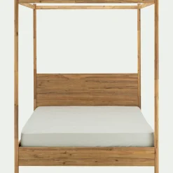 Lit 2 places à baldaquin en acacia massif 160x200cm - bois clair