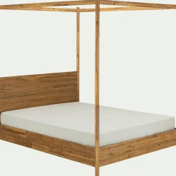 Lit 2 places à baldaquin en acacia massif 160x200cm - bois clair