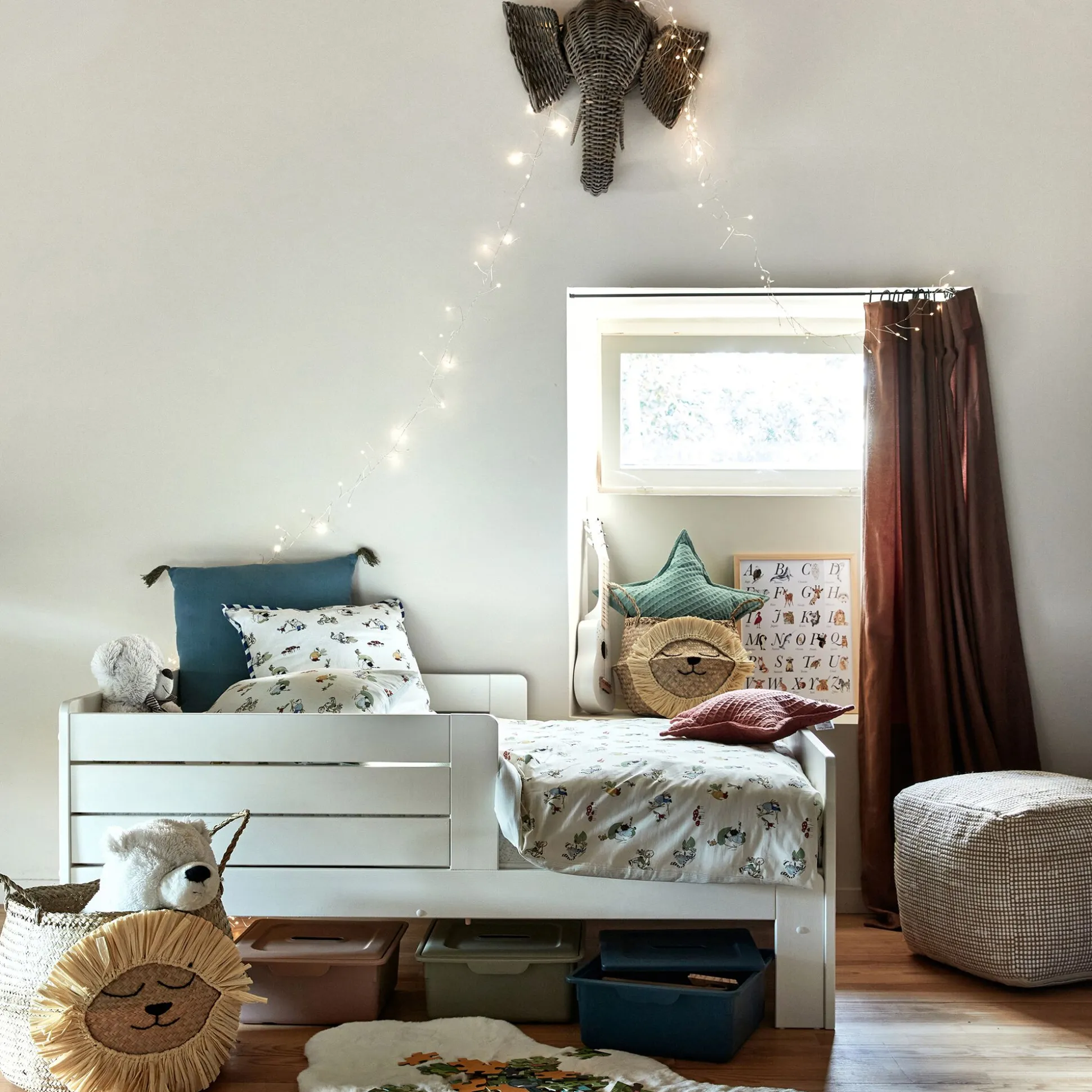 Lit évolutif 1 place blanc en pin massif 3 positions pour enfant avec matelas évolutif