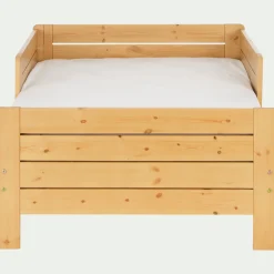 Lit évolutif 1 place en pin massif 3 positions pour enfant avec tiroir - bois clair