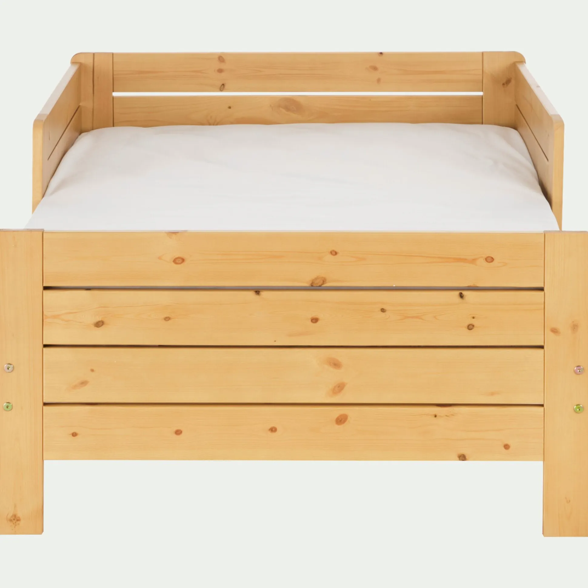 Lit évolutif 1 place en pin massif 3 positions pour enfant avec tiroir - bois clair