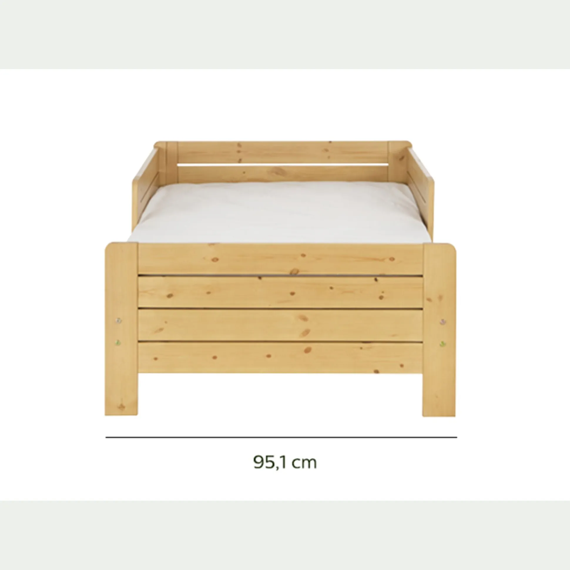 Lit évolutif 1 place en pin massif 3 positions pour enfant avec tiroir - bois clair