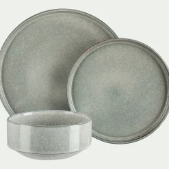Lot de 4 assiettes à dessert en grès émail réactif D21cm - gris borie