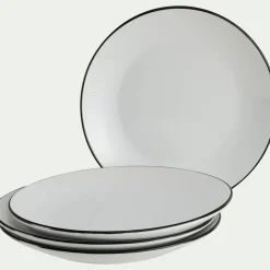 Lot de 4 assiettes plates en grès D26,8cm - blanc