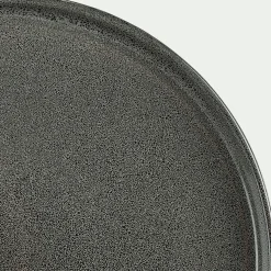 Lot de 4 assiettes plates en grès émail réactif D27cm - vert olivier