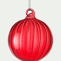 Lot de 6 boules de Noël en verre D8cm - rouge