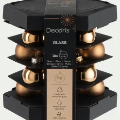 Lot de 16 boules de Noël en verre D3,5cm - doré