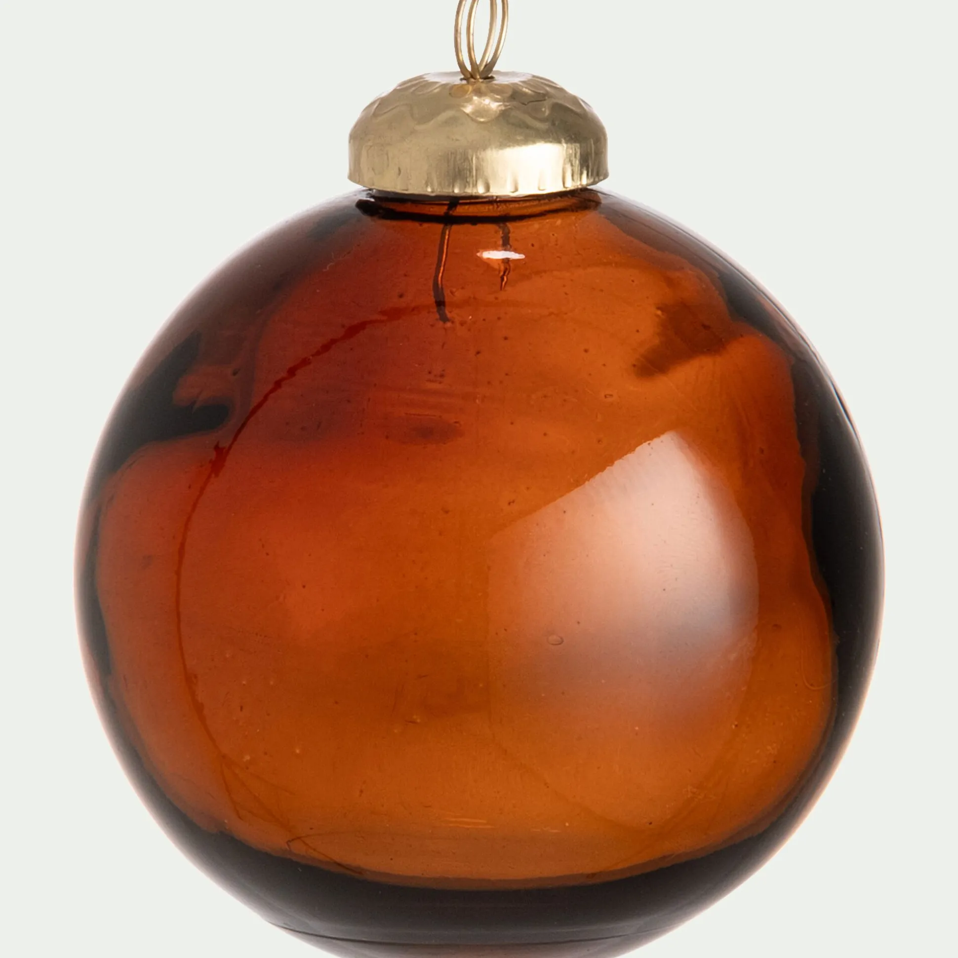 Lot de 3 boules de Noël texturées en verre recyclé D8cm - orange