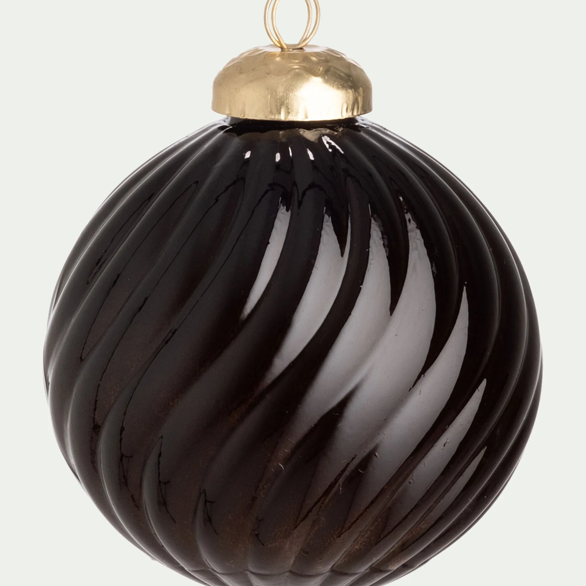 Lot de 3 boules de Noël texturées en verre recyclé D8cm - orange