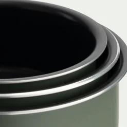 Lot de 3 casseroles en aluminium avec manche amovible - vert cèdre