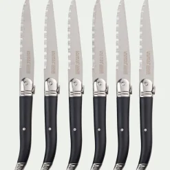 Lot de 6 couteaux à steak en inox - noir