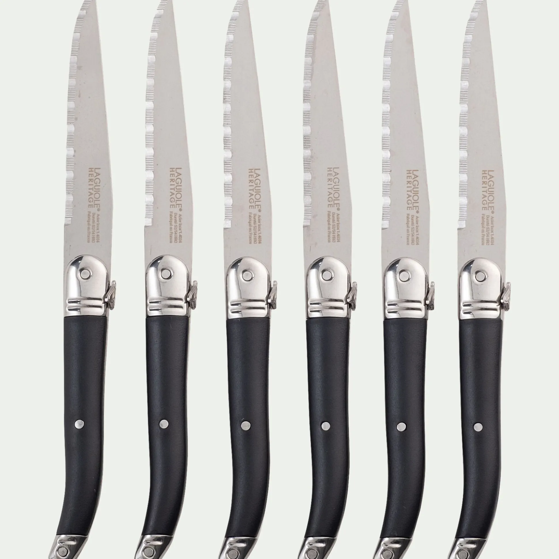 Lot de 6 couteaux à steak en inox - noir