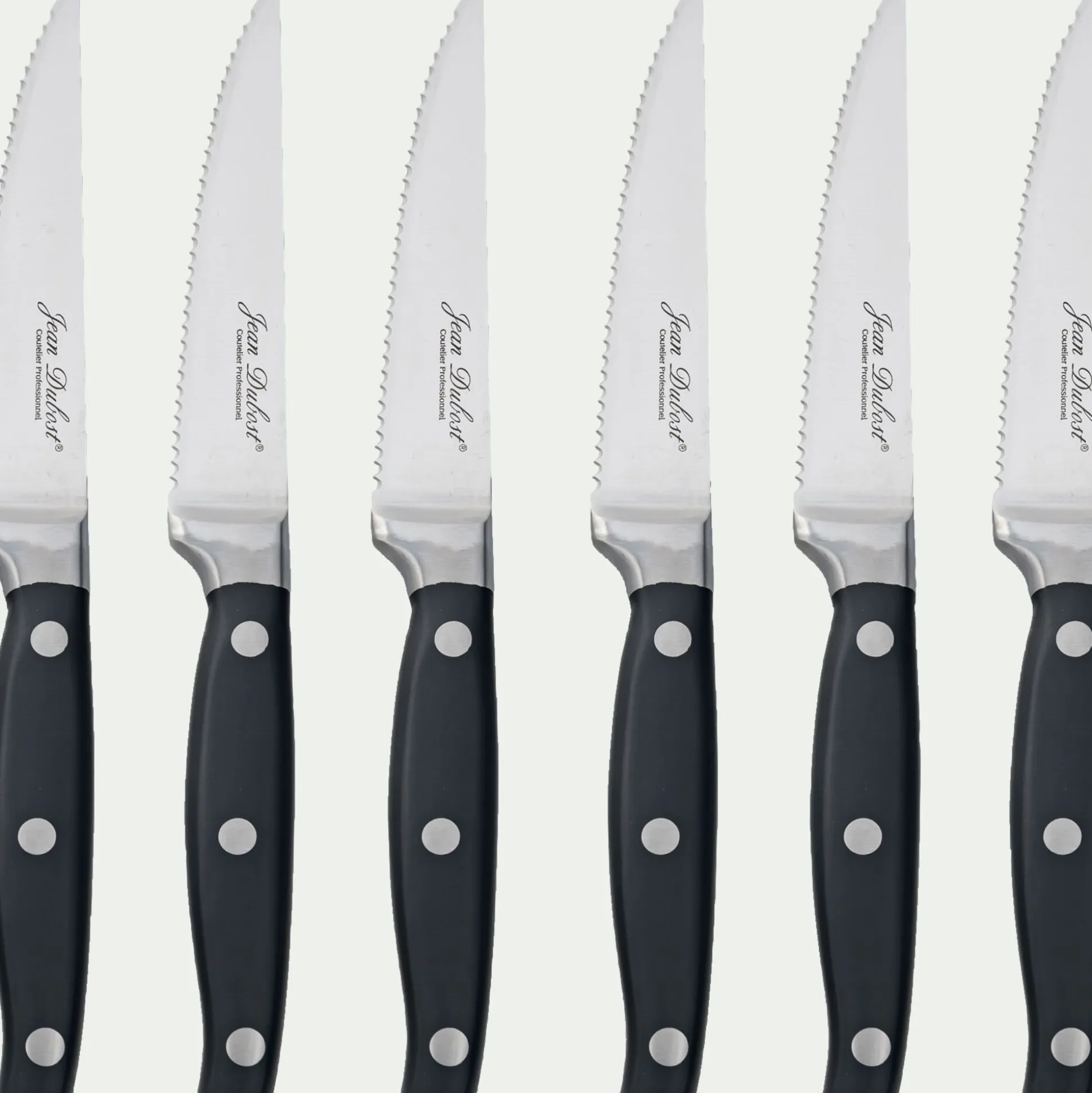Lot de 6 couteaux à steak en inox - noir