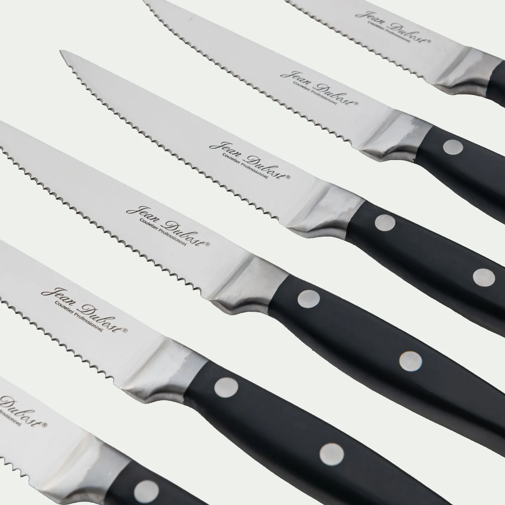 Lot de 6 couteaux à steak en inox - noir