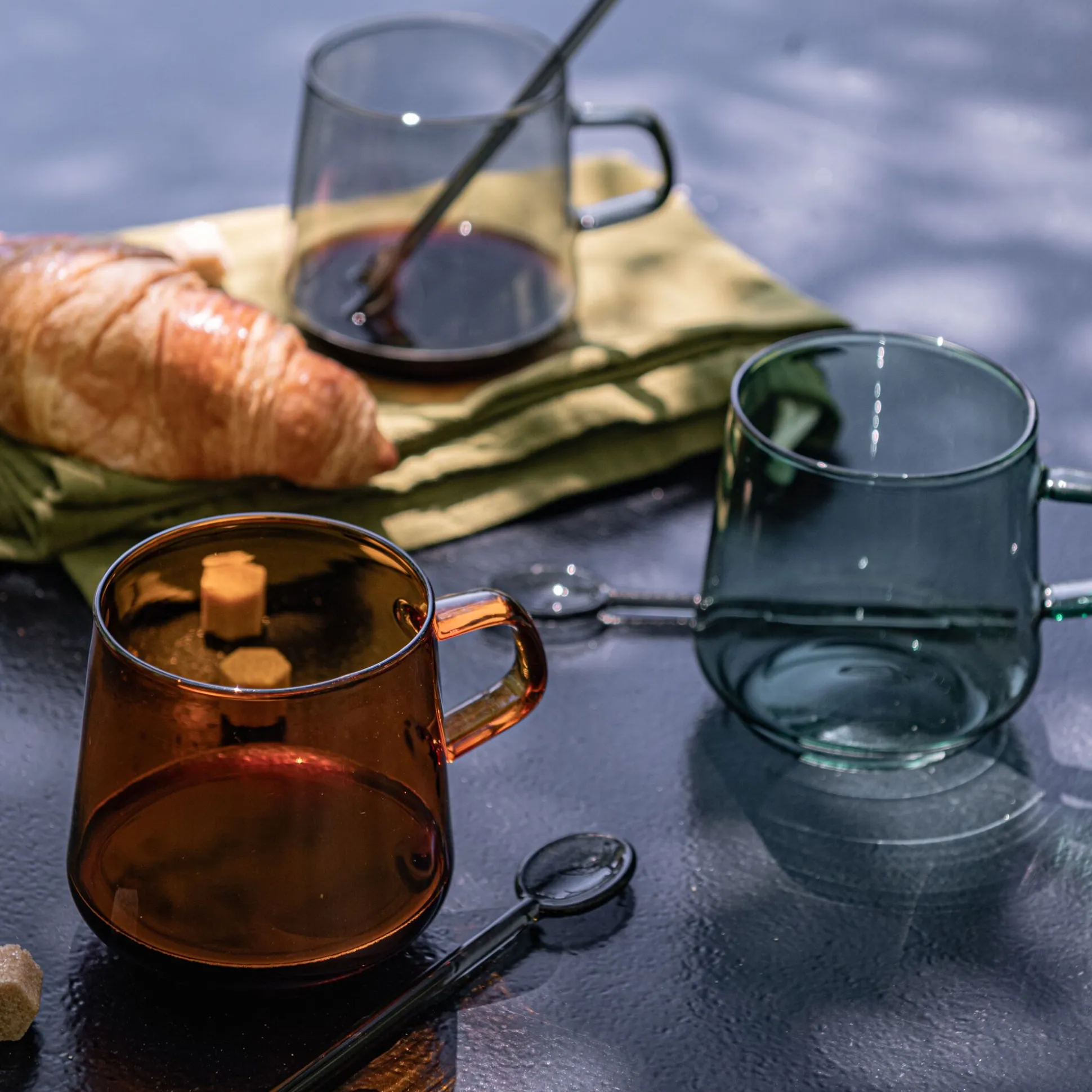 Lot de 6 cuillères à latte en verre - noir