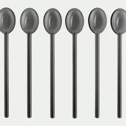 Lot de 6 cuillères à latte en verre - noir