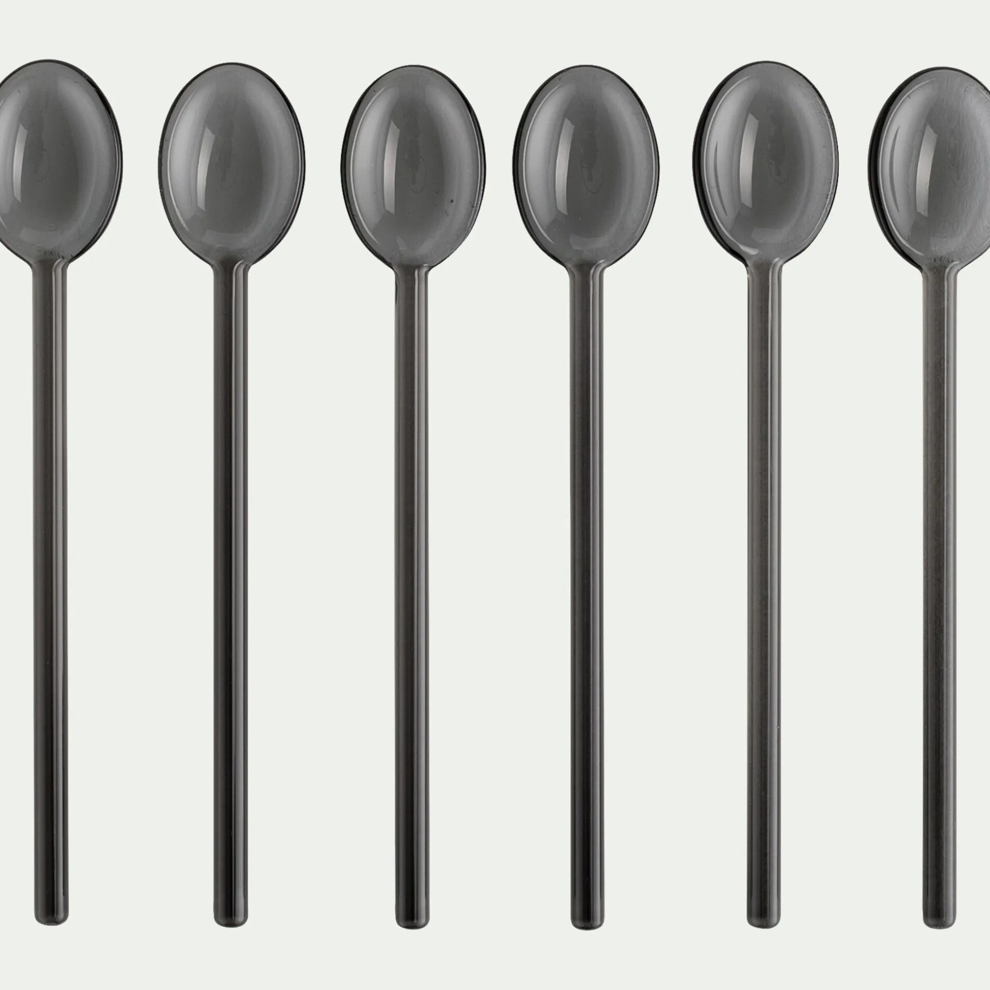 Lot de 6 cuillères à latte en verre - noir