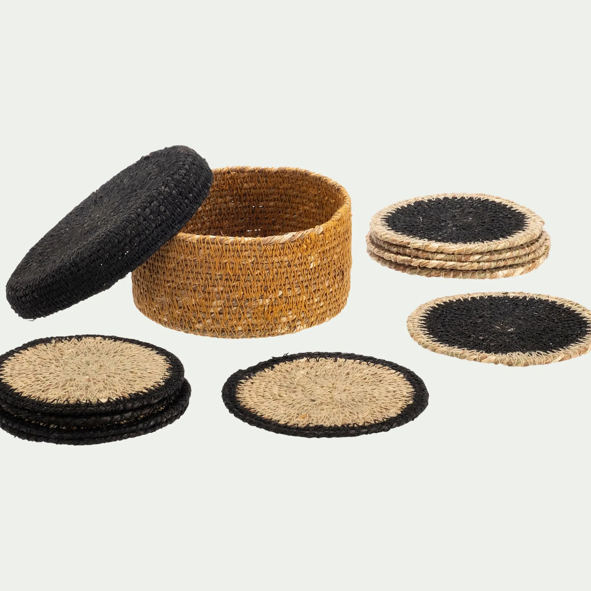 Lot de 10 dessous de verres en jonc de mer - naturel
