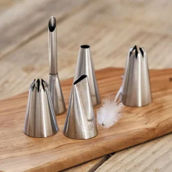 Lot de 5 douilles en inox avec goupillon - argenté