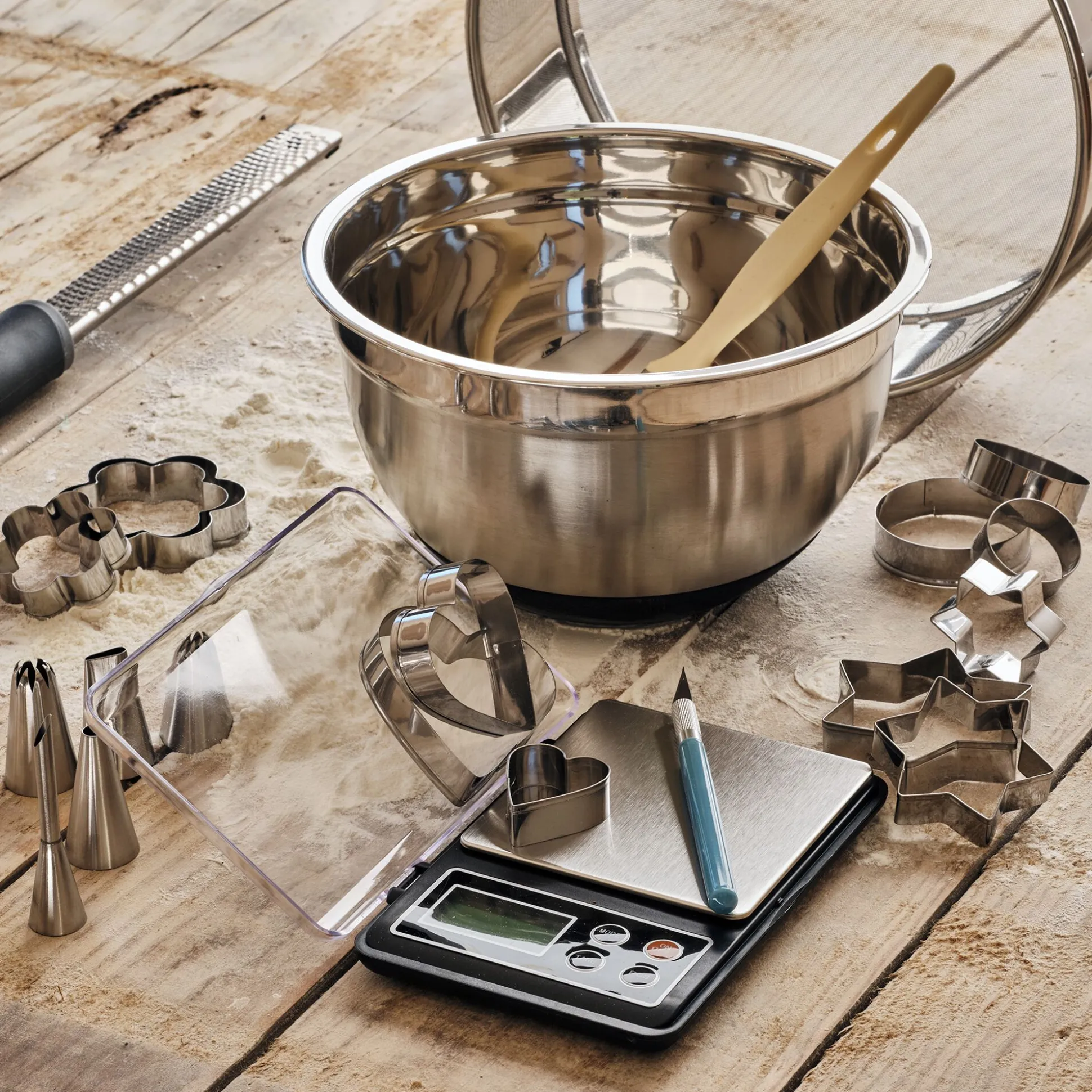 Lot de 5 douilles en inox avec goupillon - argenté