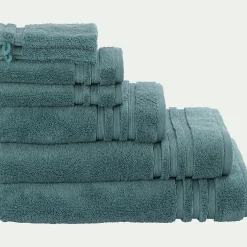 Lot de 2 gants de toilette bouclette en coton - vert