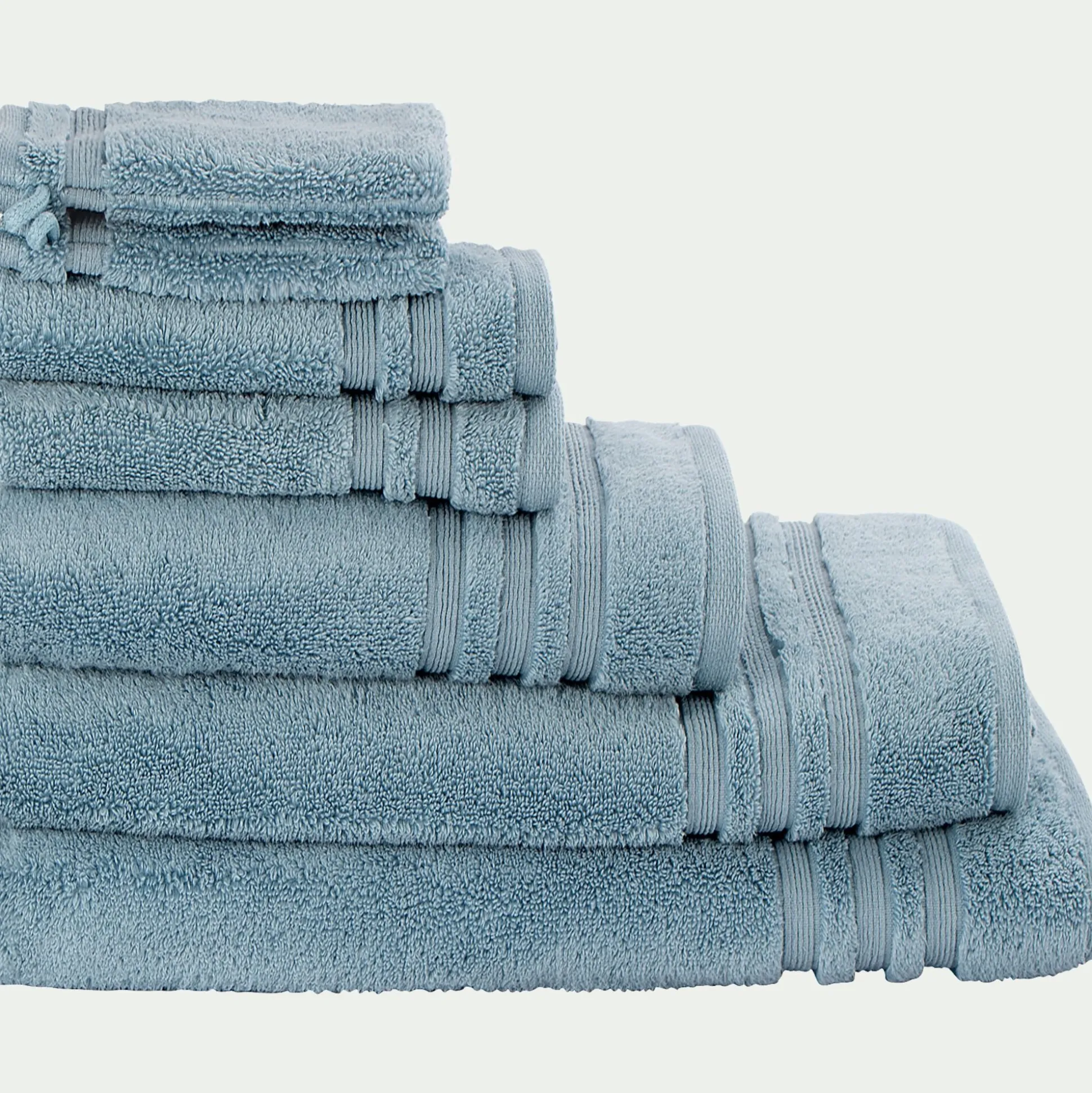 Lot de 2 gants de toilette bouclette en coton - bleu autan